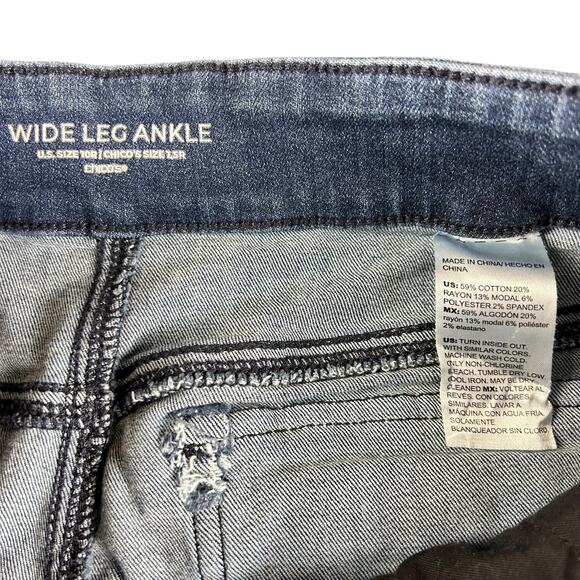 Chico's Wide Leg Ankle U.S Sz 10R (1.5) Dark Blue Pull-On Jeans Buttoned Pockets - Picture 7 of 11